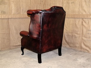 Burgundy Leather Wing Chair
