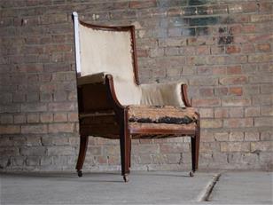 Inlaid Mahogany Chair for Re-upholstery 